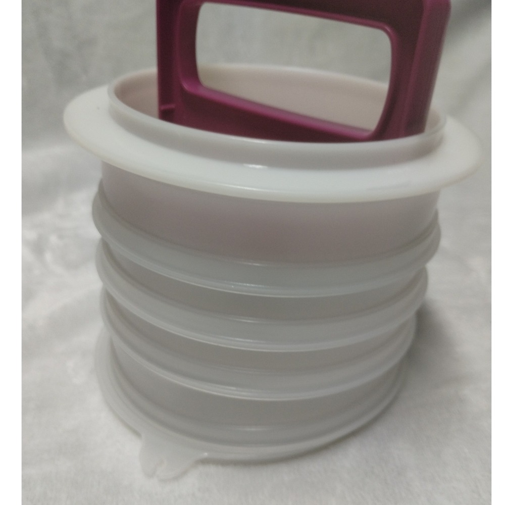 Tupperware‎ Hamburger Press and Keepers Set Magenta White Patty Maker 6pc